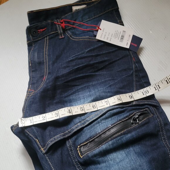 Smoke Rise Jeans Men 32x30 Blue Slim Fit Moto Biker Zipper Distressed Grunge NWT - Picture 9 of 10